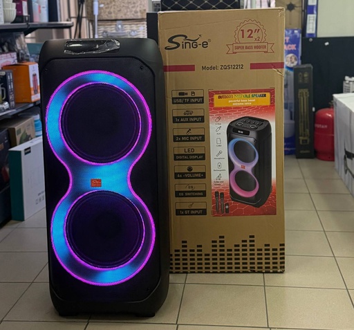 [64581] Колонка Sing-e ZQS12212 RGB 80W*2, 9000mAh з 2-ма мікрофонами та пультом (95,0*43,0*40,5 см) (Чорний)