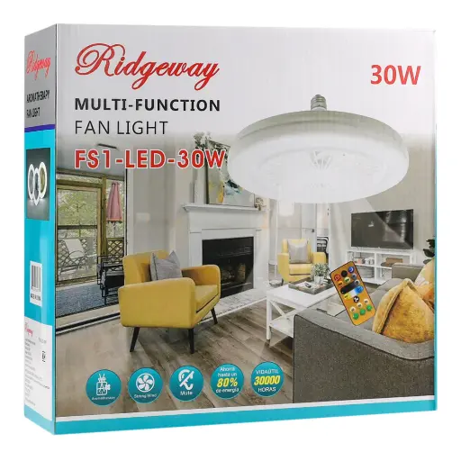 [762232625375] Лампа Кільцева з Вентилятором FS1-LED-30W E27 (Білий)
