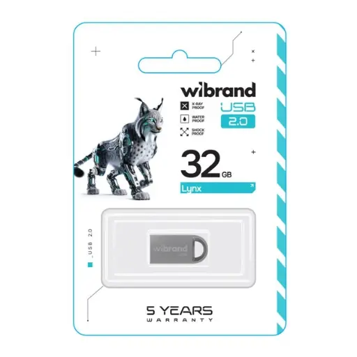 [4820124241280] USB флеш-накопичувач Wibrand 32gb Lynx (Срібло)