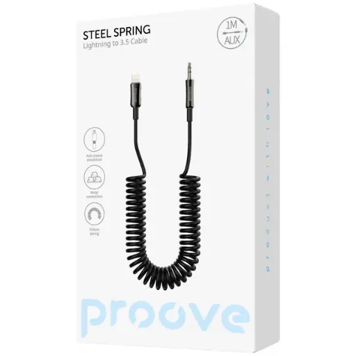 [62407] Кабель AUX Proove Steel Spring Lightning to 3.5 (1m)